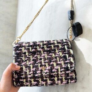 TORY BURCH Small Kira Tweed Wool Blend Convertible Shoulder Bag New